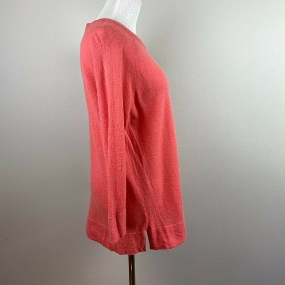 Lord & Taylor 100% Cashmere Sweater M‎ Coral Soft 3/4 Sleeve Lightweight - Picture 4 of 9